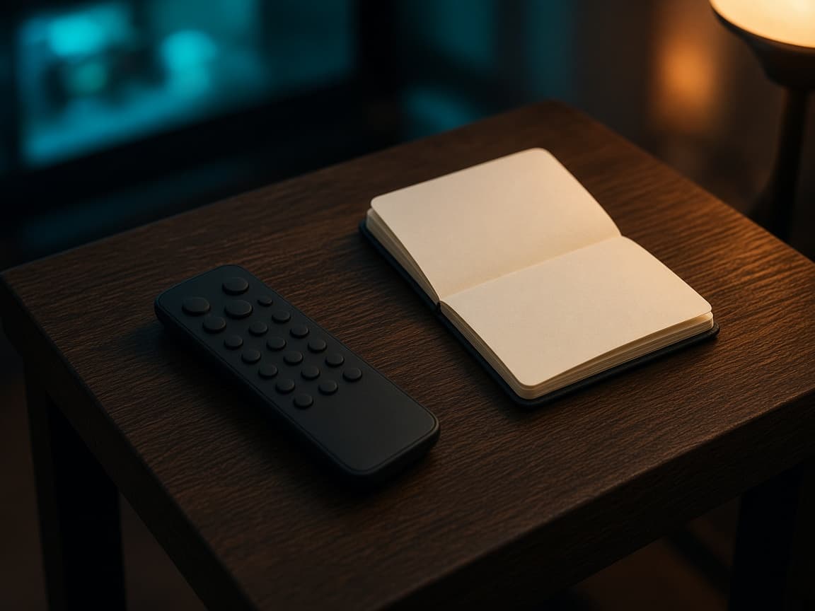 A remote and a notebook ready for Firestick and Smart TV setup.